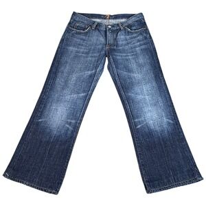 7 for All Mankind 'A' Pocket Jeans Women's 32x25.5 Blue Med Wash Denim Wide Leg